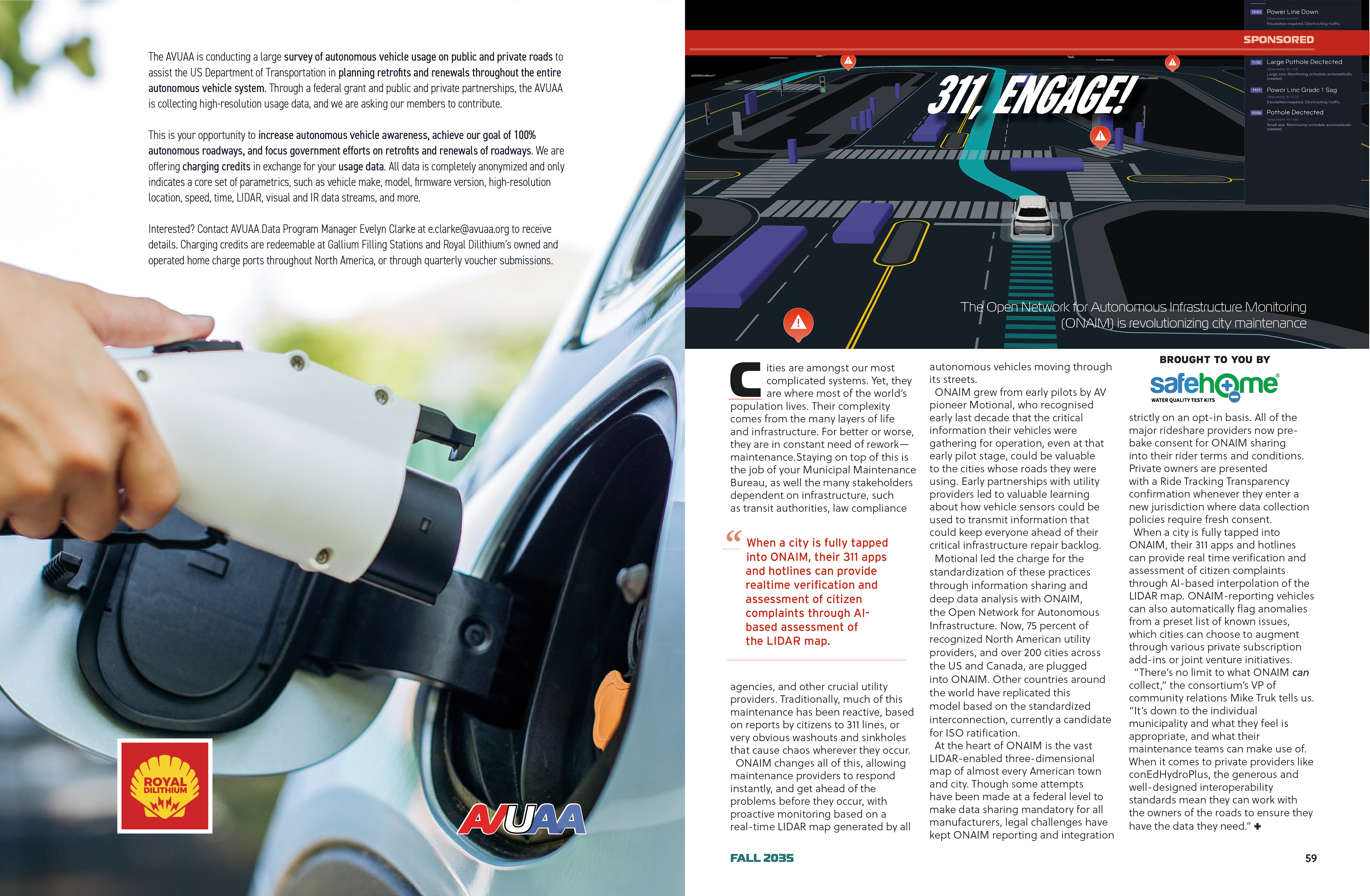 Spread from the Near Future Laboratory's magazine from a possible autonomous vehicle future